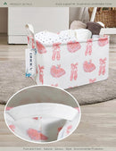 Rectangular Folding Laundry Basket,waterproof Canvas Basket,gift basket,Suitable for children's room,Office,Clothes,Toys Storage(Pink lace dance shoes) by TinyTreasures Baby Boutique