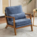 Karl home Accent Chair Wide Armrest Mid-Century Lounge Chair Chenille Armchair with Lumbar Pillow & Solid Wood Frame for Living Room, Bedroom, Balcony, Dusty-Blue by CozyNest Decor