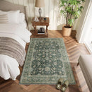 Washable 3x5 Entryway Rug Indoor, Boho Non-Slip Silicone Backing Small Rugs for Kitchen Nursery Office Bedroom, 0.3" Neutral Oriental Throw Carpet with 0.16" Cushioning Pad, Sage Green/Multi by TinyTreasures Baby Boutique