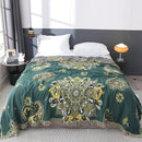 Snycler Boho Throw Blanket for Bed - 100% Cotton Ultra Soft Rustic Quilt - Green Boho Floral Printed Farmhouse Decor Bed Blankets, 80"×90" All Season Rustic Throw for Sofa Couch Chair by CozyNest Decor