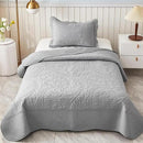 MarCielo 3-Piece 100% Cotton Oversized Bedspread Lightweight Quilt Coverlet Embroidery Farmhouse Bedding Set T0 (Light Grey, Twin (68"x86")) by CozyNest Decor