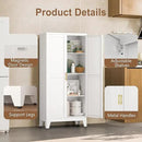 Metal Kitchen Pantry Storage Cabinet with 2 Doors and 3 Adjustable Shelves,Pantry Cabinet with Adjustable Leveling Foot for Kitchen, Living Room, Dining Room（White） by CozyNest Decor