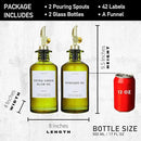 Green Glass Olive Oil Dispenser Bottle For Kitchen By Verpsace,Avocado Oil Dispenser Set, Modern Decor, Gold Kitchen Accessories for Home, Airbnb, Cafe (Gold, Set of 2) by CozyNest Decor