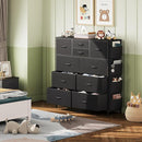 WLIVE Dresser for Bedroom with 10 Drawers, Fabric Dresser Chest of Drawers with Side Pockets and Hooks, Sturdy Metal Frame, Drawers Organizer Unit for Living Room, Hallway, Black by TinyTreasures Baby Boutique