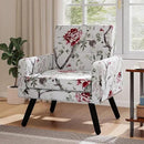 Kromax Mid-Century Modern Accent Chair for Living Room, 496 Lb. Weight Capacity, Dual Armrests, Comfy Extra Large Seat, Timeless Style Perfect for Reading & Relaxing, Red Floral by CozyNest Decor