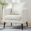 Barrel Accent Chair with Back Pillow, Large Teddy Upholstered Armchair with Solid Wood Legs Modern Reading Chairs for Living Room Bedroom by CozyNest Decor