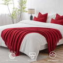 MIULEE Burgundy Red Knitted Throw Blanket for Couch Boho Textured Cozy Woven Blanket with Tassels for Sofa Chair Bed Living Room Acrylic Wave Pattern 50"x60" by CozyNest Decor