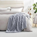 Amélie Home Faux Fur Throw Blanket for Couch, Cozy Fuzzy Fluffy Fur Luxurious Soft Striped Plush Gift Blankets for Family Sofa Chair Bed Living Room Bedroom, 60"x80", Light Grey by CozyNest Decor