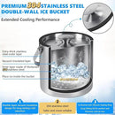 Ice Bucket, Ice Bucket with Silicone Sealing Ring Double-Wall Vacuum Insulation Champagne Buckets with Filter Layer Ice Tongs Ice Scoop (Silver, 3 L) by CozyNest Decor
