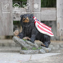 Garden Statue Bear,Solar American Flag Bear Ourdoor Statue,Garden Decor Bears Solar Light,Resin Figurine Lights,Outdoor Decor for Patio,Porch,Balcony,Yard,Lawn by GreenHaven Gardens