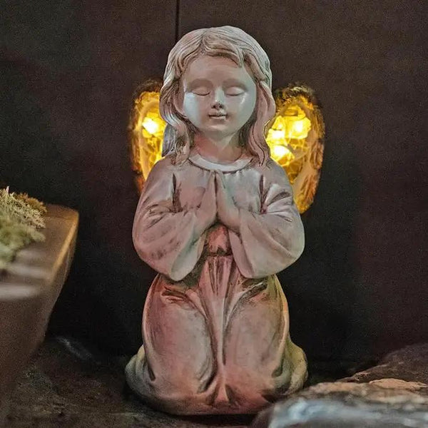 Garden Statue Statue Outdoor Decor,Garden Angel Figurine Outdoor,Solar Garden Angel Statue,Praying Angel Garden Decor for Patio Lawn Yard Porch Decoration