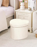 B FSOBEIIALEO Storage Ottoman Cube, Heart Shaped Ottomans with Storage Foot Stool Footrest for Lving Room, Boucle Ottoman Seat for Dorm Room,Faux Teddy Fur, Cream White 15"x15"x15" by CozyNest Decor