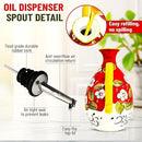 Hand-Painted Ceramic Olive Oil Dispenser Bottle – 40oz Decorative Stoneware Cruet with Stainless Steel Pour Spout – Elegant Kitchen Oil & Vinegar Container, Ideal for Coffee Syrups & More by CozyNest Decor