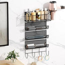 VITVITI Metal Hair Tool Organizer Wall Mount, Hair Dryer Holder with 4 Tier Shelf Basket Hooks, Bathroom Hair Styling Tool Organizer for Curling Iron/Blow Dryer/Straightener, Matte Black by CozyNest Decor