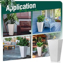 Tall Tapered Planter Taper Metal Modern Flower Plant Pot White Square Galvanized Steel Planter 26 In Indoor Outdoor for Front Porch Garden Patio Grande Plant Tree Commercial Residential Heavy Duty by CozyNest Decor