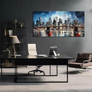 Brooklyn Bridge Wall Art for Bedroom,Modern City Large Canvas Wall Art Living Room,Blue Home Office Decor 29 x 59 Inch by CozyNest Decor