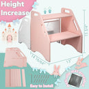 AMBIRD Wooden Kids Step Stool, 15.75'' H Potty Training Toddler 300 lbs Capacity with Safety Non-Slip Pads and Handles, Kitchen Step Stools for Kids, Bamboo Step Stool for Bathroom, High Beds (Pink) by TinyTreasures Baby Boutique