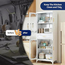 75” Tall Kitchen Pantry Storage Cabinet, Metal Storage Cabinet with 1 Drawer and Adjustable Shelves, Kitchen Pantry Cupboard, Freestanding Cupboard for Bathroom (White-4 Doors and 1 Drawer)