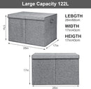 popoly 122L Large Toy Chest Box with Lid, Foldable Toy Storage Organizer Bin Boxes with Removable Divider for Kids, Boys, Girls, Nursery, Playroom, 26"x17" x17"(Linen Gray) by TinyTreasures Baby Boutique