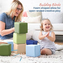 ECR4Kids SoftZone Patchwork Toddler Building Blocks, Foam Cubes, Earthtone, 12-Piece by TinyTreasures Baby Boutique
