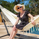 SUNCREAT Portable Camping Hammock for Outside, Heavy Duty 2 Person Hammock Bed for Tree, Beige with Tassels by GreenHaven Gardens