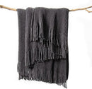 lifein Throw Blanket for Couch, Soft Boho Decor Bed Throw,Cozy Grey Knitted Chenille Small Farmhouse Lightweight Throw for Spring(Dark Grey,50 * 60") by CozyNest Decor