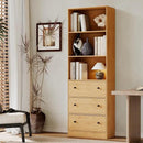 71" Tall Bookshelf with Storage, Bookcase with Drawers, Farmhouse Wooden Corner Book Shelves, Mid Century Modern Book Shelf Wall Standing Home Decor Furniture for Living Room, Bedroom, Office, Kitchen by CozyNest Decor