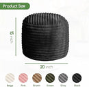HIGOGOGO Round Stuffed Pouf Ottoman, Corduroy Poufs with High-Density Foam Filling, Furry and Fluffy Pouf Foot Stool Storage Ottoman, 20 X 15 Floor Poufs Foot Rest for Living Room, Black by CozyNest Decor