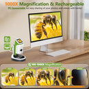Detachable Kids Handheld Microscope Miniscope - 4K 2.0" HD Screen, 1000X Digital Pocket Toy Microscopes for Boys & Girls Ages 4-12 - Portable Science Stem Kit with Slides Set, 32G Card & EVA Case by TinyTreasures Baby Boutique