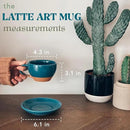Mora Ceramic Latte Art Mug With Saucer - 10.5 oz, Round Bottom For Perfect Pours - Cafe Cups for Cappuccino, Espresso, Coffee, Tea etc - Porcelain Set for Baristas, Great Gift - Azure Blue by CozyNest Decor
