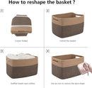 OIAHOMY 4 Pack Storage Baskets for Organizing, Basket for Shelves with Handle, Woven Baskets for Storage Toys, Towels, Books, Cotton Rope Basket 13" L x 9 " W x 7.8 " H, Brown & Black by TinyTreasures Baby Boutique