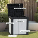 50 Gallon Storage Box, Waterproof Deck Box for Indoor & Outdoor Use, Lockable Pool Storage Bin for Package Delivery, Outdoor Bench for Patio Cushions, Garden Tools, Backyard, Black & White by CozyNest Decor