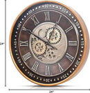 CLXEAST 24 Inch Wall Clock with Moving Gears,Oversized Large Industrial Steampunk Clock, Antique Gold Metal Roman Numeral Wall Clocks for Farmhouse Living Room Decor by CozyNest Decor