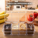 Clear Seasoning Box, 4 Pieces Seasoning Rack Spice Pots, Storage Container Condiment Jars Acrylic Seasoning Box with Covers and Spoons for Spice, Sugar, Salt, Sugar, Cardamon, Cinnamon by CozyNest Decor