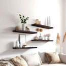 Wood Floating Shelves for Wall Decor, Rustic Wall Shelves for Bedroom Bathroom Kitchen Living Room, Set of 6 Walnut by CozyNest Decor