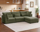 Oversized Modular Sofa, Extra Deep Cloud Chenille Sectional Couch with Ottoman Chaise, Fluffy Chenille 4 Seat L-Shaped Sofa for Living Room, Villa (L Shape 4 Seater, Chenille Green) by CozyNest Decor