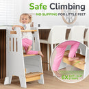 Toddler Tower with a Sliding Door and 3 Adjustable Heights - Complete Toddler Kitchen Stool Helper with Support Feet - Safe Design for 18+ Months to 6-Year-Old Kids - White by TinyTreasures Baby Boutique