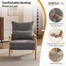 VINGLI Boho Braid Accent Armchairs Set of 2,Mid-Century Modern Chiars with Solid Wooden Armrest,Comfy Louge Cushion Chairs with Waist Pillow for Bedroom,Living Room,Reading Room, Gray by CozyNest Decor