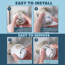 Baby Proofing Door Knob Covers 4 Pack - Easy to Install Child Safety Locks for Doors, Durable & Reusable Child Proof Door Lock, Dual-Lock & Versatile Design, Fits Round Doorknobs, White by TinyTreasures Baby Boutique