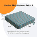 Sunbrella Square Corner Seat Cushions, 19" x 19" x 3", Set of 4, Indoor Outdoor Water Repellent Universal Chair Pads with Ties for Patio Furniture, Garden Dining Chairs, Swell Turquoise by GreenHaven Gardens