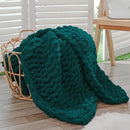 Bigacogo Chunky Knit Throw Blanket for Couch, 40x40 inches, 100% Hand Knitted with Thick Jumbo Chenille Yarn, Cozy Soft Large Rope Knot Cable Crochet Blankets for Sofa Bed Living Room, Dark Green by CozyNest Decor