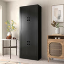 Black Kitchen Pantry, 71" Tall Cabinet with Doors, Hutch with Storage for Dining Room by CozyNest Decor