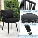 Kromax 3 Pieces Patio Rattan Bistro Conversation Set, Outdoor All-Weather Wicker Furniture Chairs and Side Table Set Ideal for Balcony, Porch and Backyard, Black by CozyNest Decor