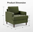 Mid-Century Accent Chair,Modern Linen Fabric Armchair for Living Room,Comfy Upholstered Reading Accent Chairs for Bedroom,Single Sofa Chair with Wood Legs (Green, 1 Pack) by CozyNest Decor