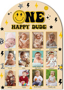 R HORSE My First Year Photo Frame Board, 3D One Happy Dude Birthday Decoration Display Wood Board, Baby Boy First Year Picture Frame 12 Months Milestone 1st Birthday Nursery Decor Gift by TinyTreasures Baby Boutique