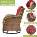 Outdoor Patio Swivel Rocker Chairs - Wicker Rattan Patio Swivel Rocking Chairs Set of 2 with High Back,Deep Seating and Comfort Cushions for Deck Porch Garden,Yellow/Red by GreenHaven Gardens