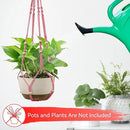 USLAI Macrame Plant Hanger Indoor Outdoor, Up to 4-15 inch Pot, Heavy 20lb Planters, Extra Long Strong Hanging Planter Basket Holder, Boho Home Decor, 35+72 Inch, Pink (POTS NOT Included) by GreenHaven Gardens