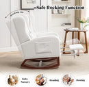 Rocking Chair Nursery,Teddy Nursery Rocking Chairs with Foot Rest, Sherpa Nursing Chair Glider Rocker with Wingback and Pillow for Living Room, Bedroom, White by TinyTreasures Baby Boutique