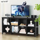 8 Cube Book Shelf, Farmhouse Wood Long Storage Organizer Bookcase, 62" Horizontal Black Console Closet Bookshelf, Hallway TV Stand for Entryway, Display Cabinet Book Case for Living Room by CozyNest Decor