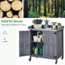 Yaheetech Garden Potting Bench Table, Outdoor Garden Horticultural Wooden Storage Cabinet & Solid Wood Planting Work Bench with Large Space Storage & Metal-Plated Tabletop, Gray by GreenHaven Gardens